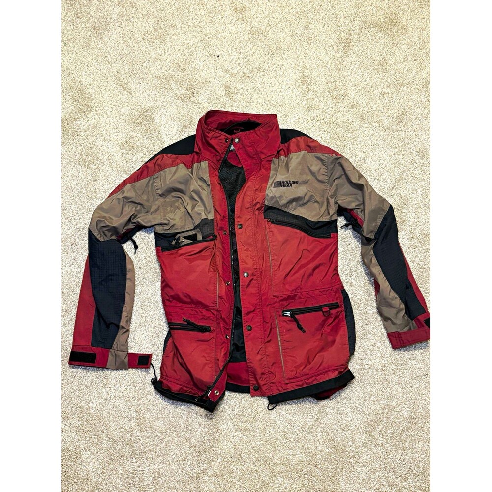 Vintage Boulder Gear Men's Red/Gray/Black Colorblock Ski Jacket Full Zip Lined M